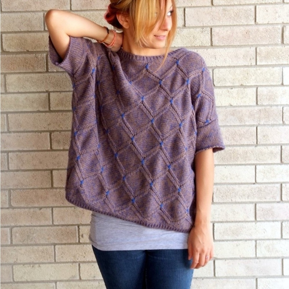 Anthropologie Moth Grandpa Chunky Short-Sleeve Pullover Sweater